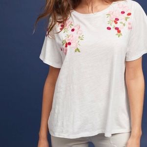 Akemi + Kin Embroidered Floral Tee Medium